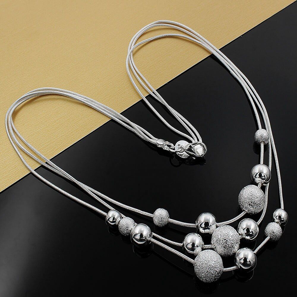 Fine jewelry charm silver color bead necklace classic high-quality accessories priced at direct wholesale gift N020(null)