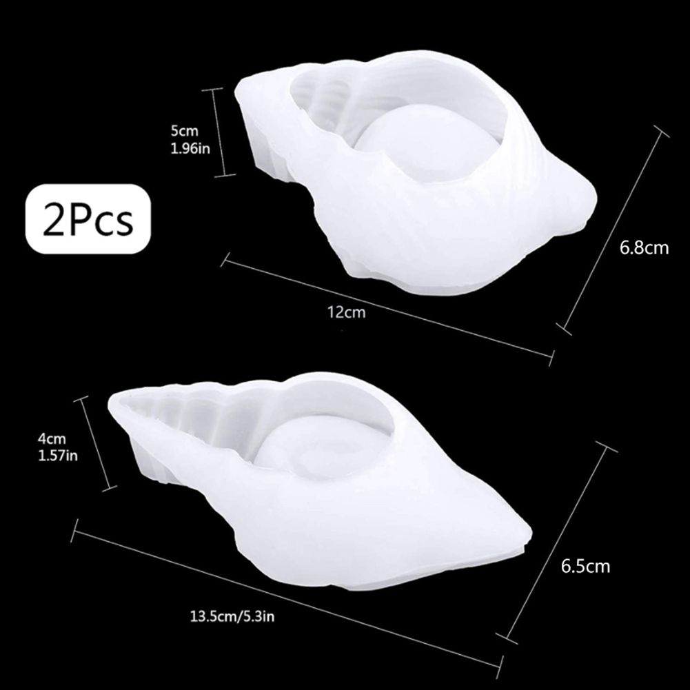 2Pcs Mirror Stereo Conch Silicone Mould DIY Crystal Drop Glue Mould Ocean Wind Shell Makeup Egg Storage Box