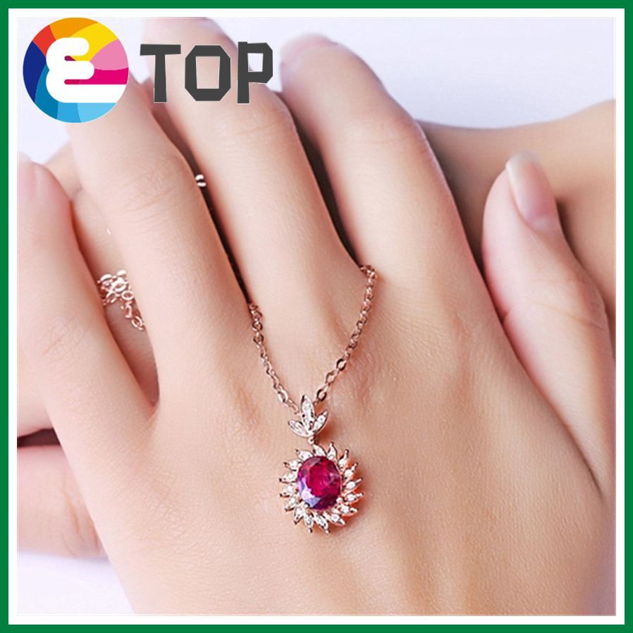 Hot Ruby ​​Pendant Extreme Fiery Love Ruby ​​Tourmaline Pendant K Rose Gold Plated Bright Colored Stone Pendant