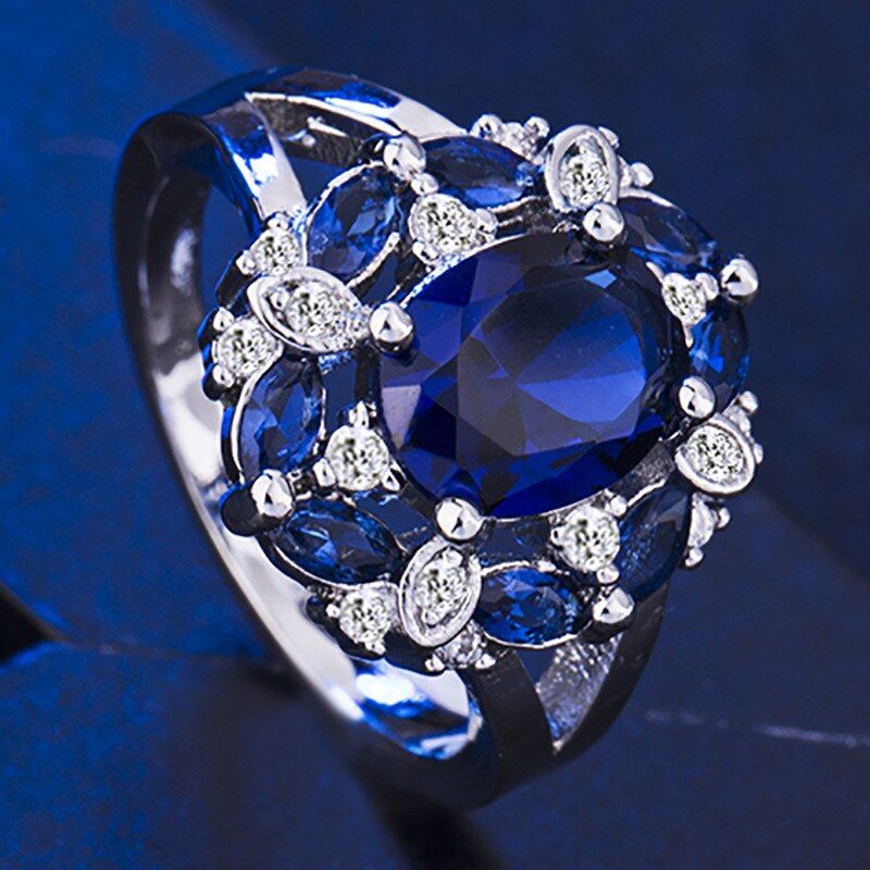Cellacity Silver 925 ring for charm female  luxury  designer ruby finger ring Sapphire Aquamarine women fine Jewelry Size 6-10