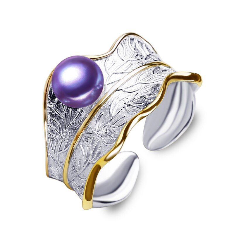 FENASY 925 Sterling Silver Ring Natural Freshwater Pearl Rings For Women Silver and Gold Color  Female Ring Fine Jewelry