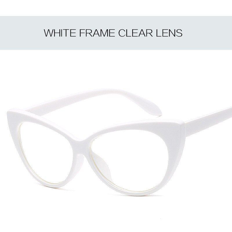 White Clear as pictureImwete Classic Cat Eye Sunglasses Women Retro Sun Glasses Clear Lens Glasses Frame Katie Holmes Eyeglasses Curve Design Female