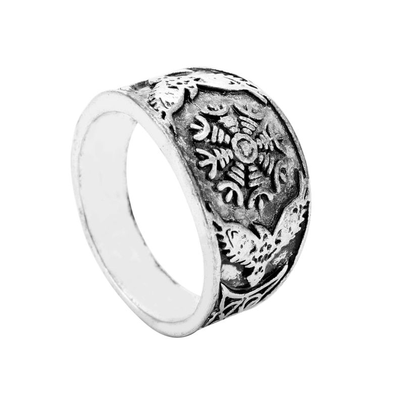 Vintage Viking Ring Trendy Hip Hop Rock Punk Nordic Mythological Story  Compass Personality Rings for Men Women