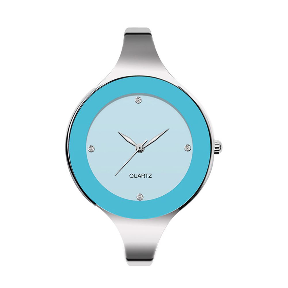 Fashion Women Thin Alloy Band No Numeral Round Dial Analog Quartz Wrist Watch