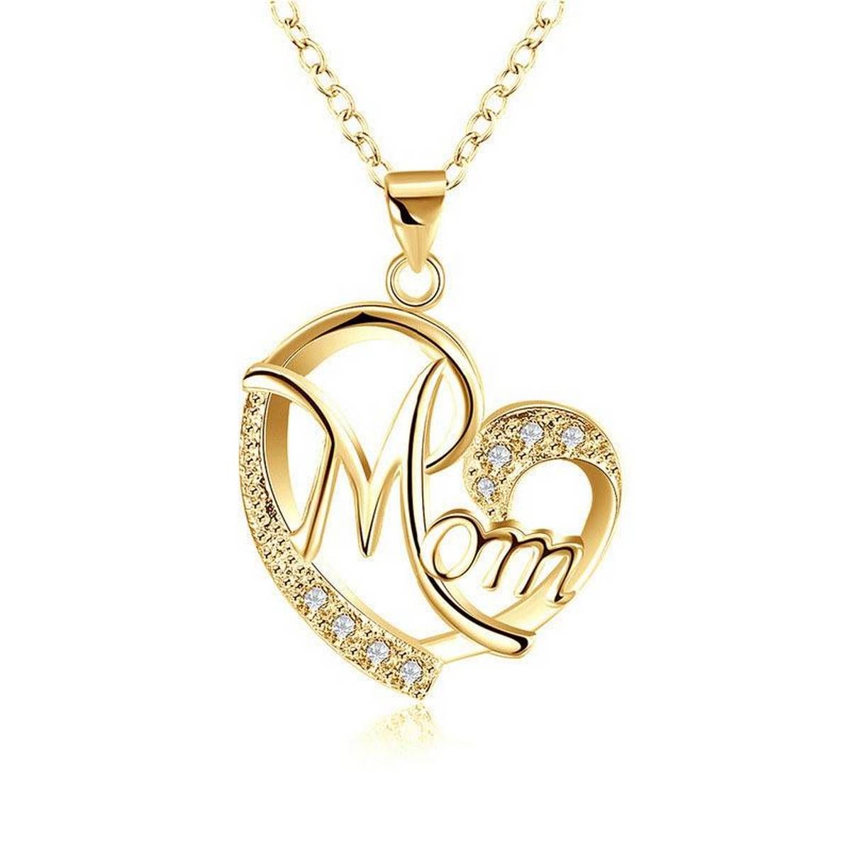 Love Mom Necklace Jewelry MUM Letters Heart Pendant Necklace Mother Day Gift