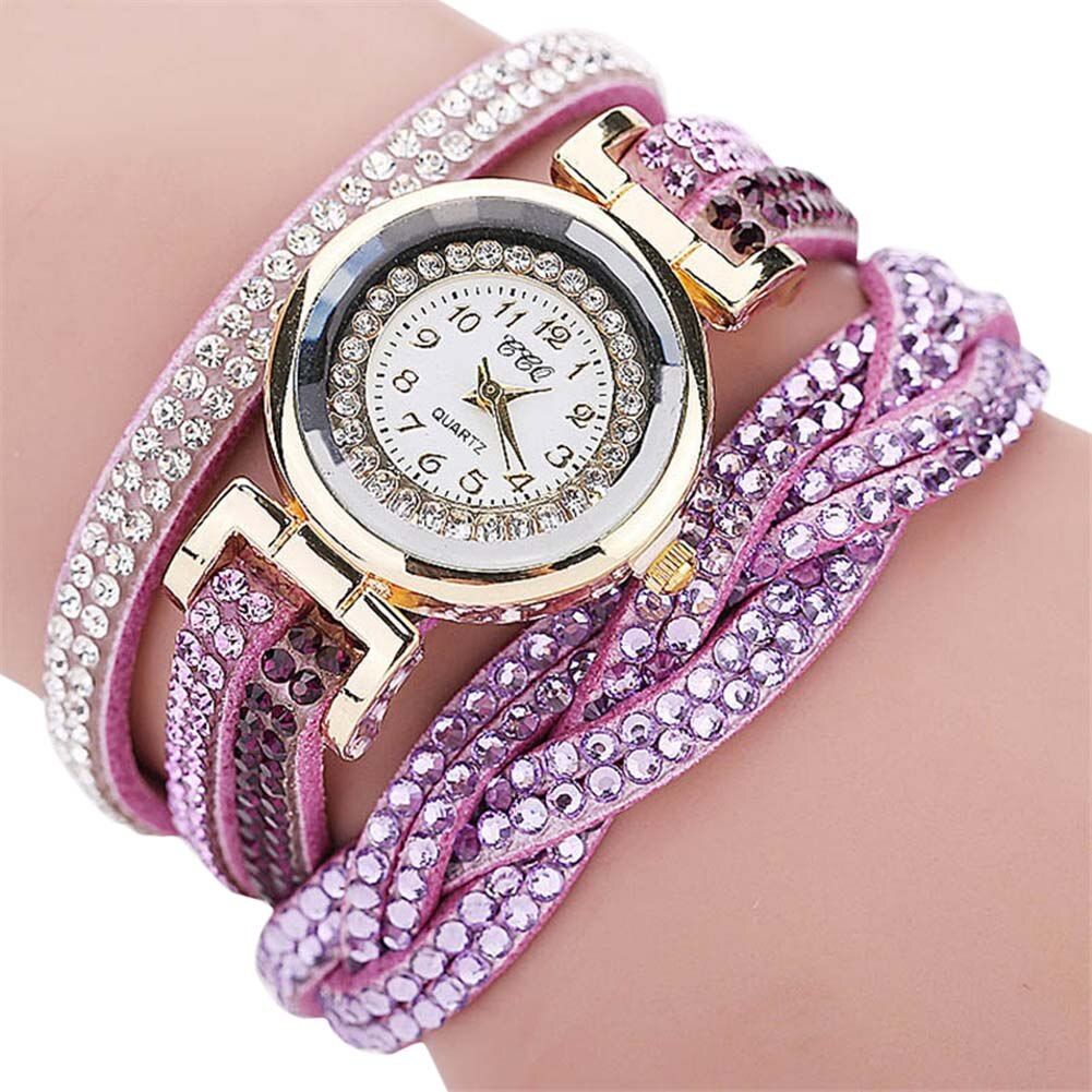 Women Bracelet Watches Crystal PU Leather Braided Strap Multilayer Wrapped Wristwatches Lady Casual Quartz Watch Gift XRQ88