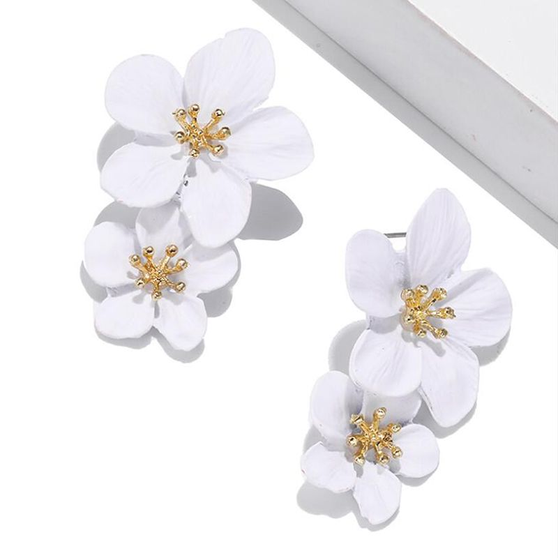 Boho Fashion Double Big Flowers Stud gle Ea ings Women Wedding Jewelry Gift