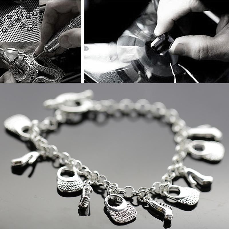 925 Sterling  Plated Alloy Charms Shoe Women Bracelet H108 Beautiful Fashion -