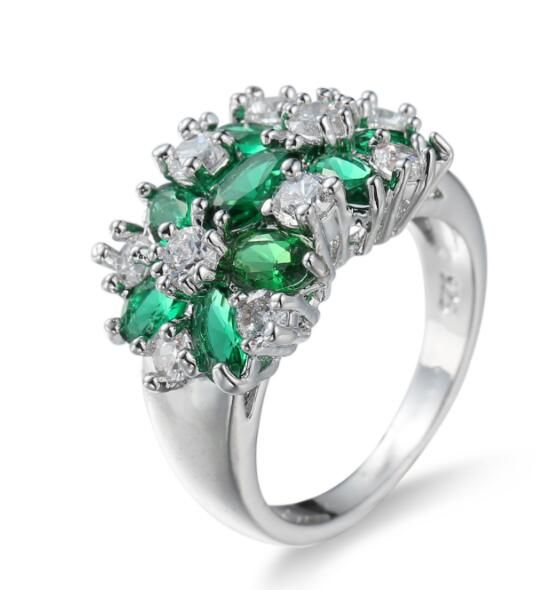 Pure Silver color Sparkling Rings for Women Girls Brilliant CZ Crystal Wedding Engagement Jewelry Summer Sale 2019