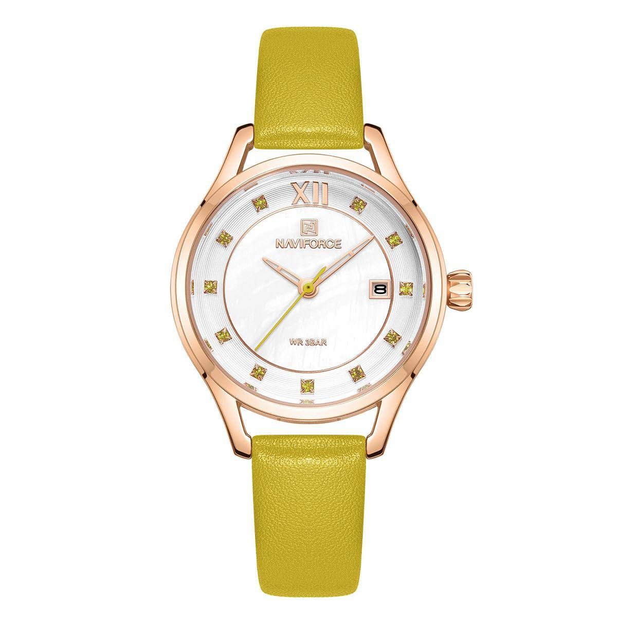 NAVIFORCE NF5010 PU Leather Analog Watch For Women