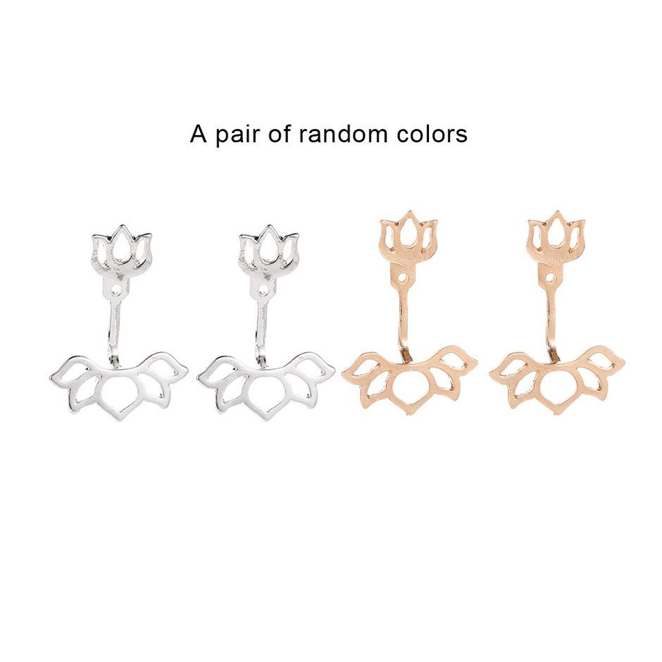 Creative Rear Hanging Lotus-Shaped Simple Earrings Earrings Women Wild Jewelry