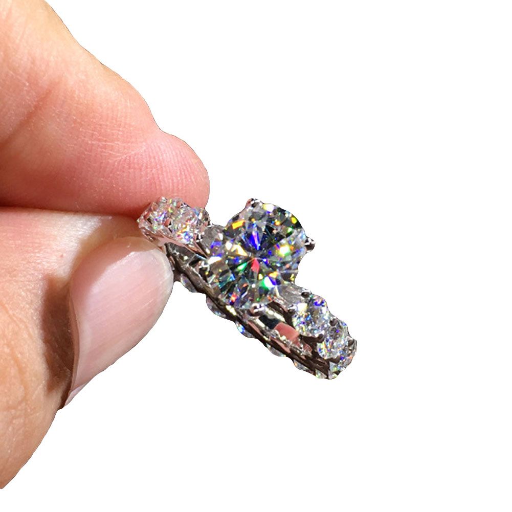 Elegant Women Full Rhinestone Inlaid Finger Ring Wedding Engagement Jewelry Gift