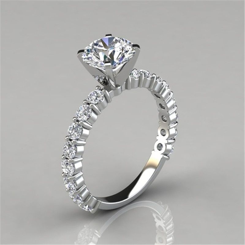 LETAPI Classical Female AAA Crystal Zircon Stone Ring Silver color Finger Ring Promise Engagement Rings for Women