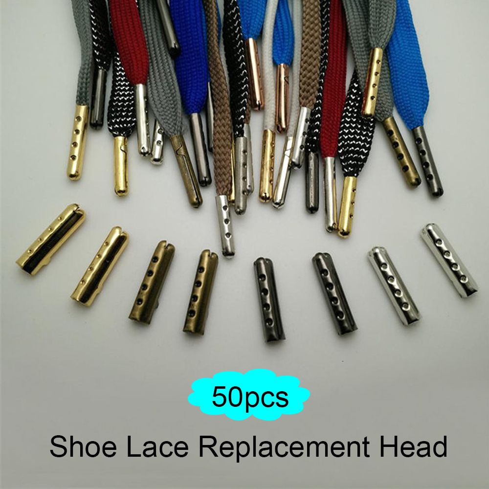 50pcs Metal DIY Shoes Accessories Women Man Shoestrings Bullet Aglets Tip Shoelaces Repair Ends Replacement Shoe Lace Head