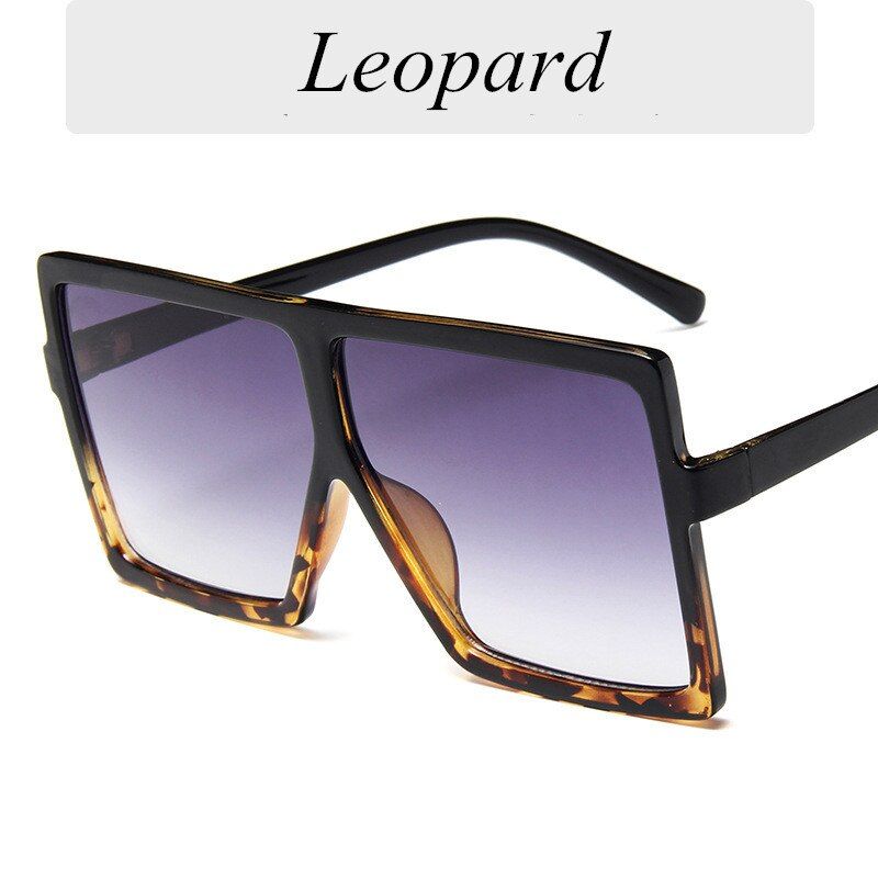 LeopardSexy Lady Luxury Large Frame Plastic Oversized Sunglasses Women 2019 Fashion Vintage Eyeglasses Frame UV400