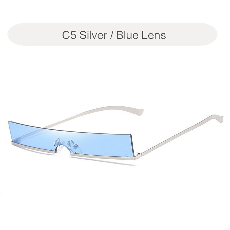 Blue MultiYOOSKE Trendy Rimless Sunglasses Women Men Small Square Metal Sun Glasses Luxury Brand Personality Eyewear Retro Anti UV
