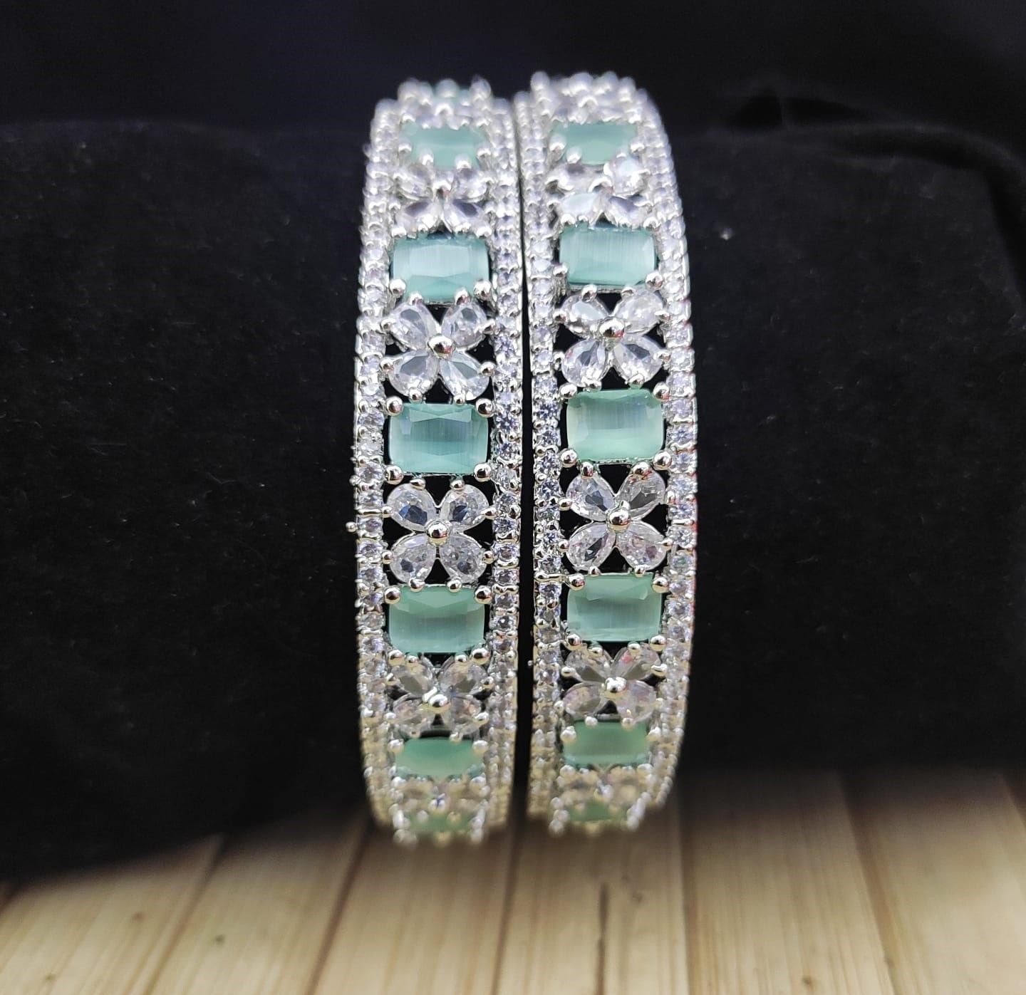 Mint-silver mix diamond cut bangle set Indian party wear ladies wedding new design gifted