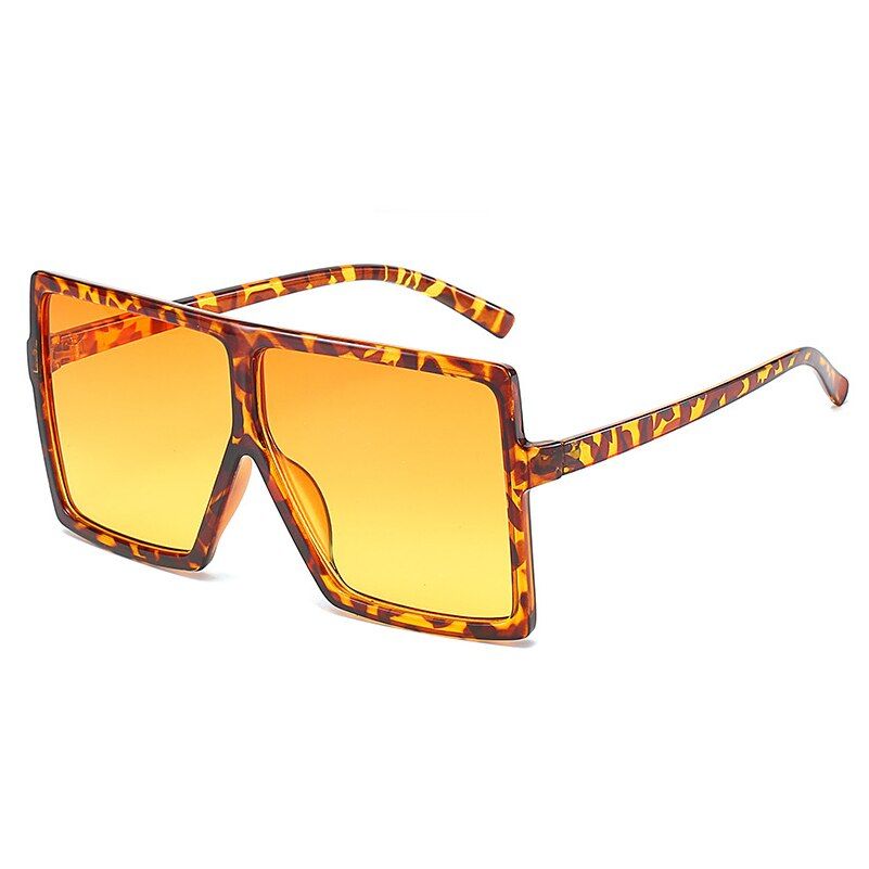 Leopard YellowVintage Big Square Sunglasses Women Mens Oversize Sun Glasses Female Fashion Brand Black Blue Eyewear Oculos De Sol UV400