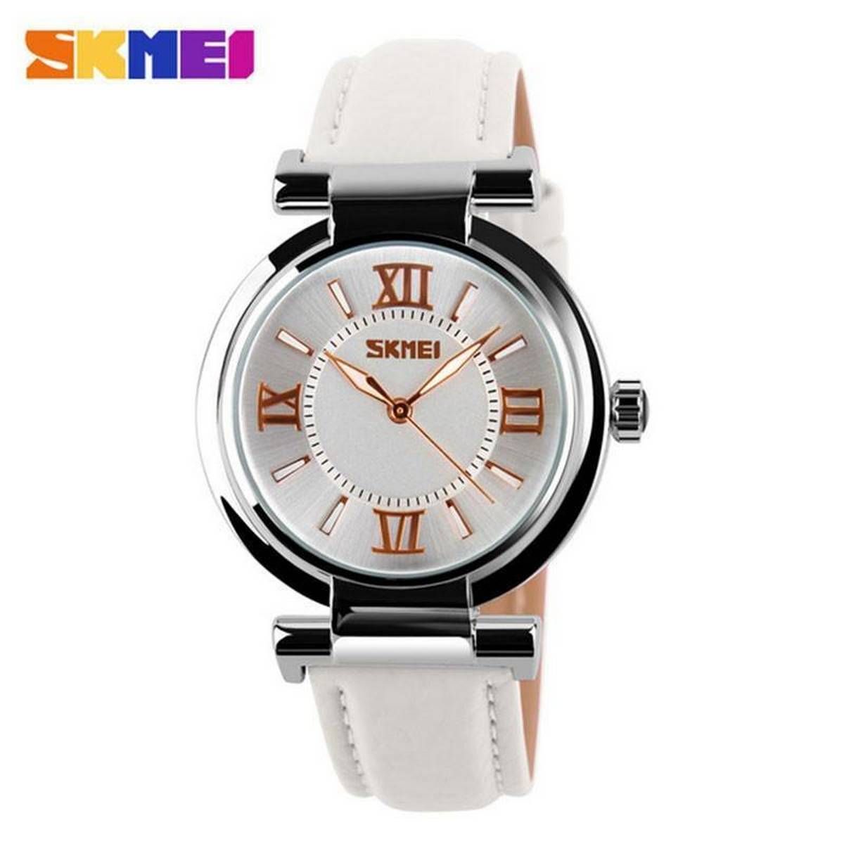 SKMEI Women Watch Fashion Leather Strap Watch Noctilucence Scale&Analog Waterproof Clock