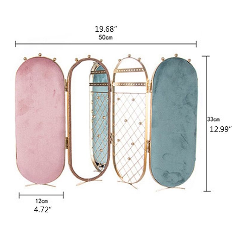 Flannel Metal Earrings Studs Display Rack Folding Screen Earring Jewelry Display Stand Holder Storage Box