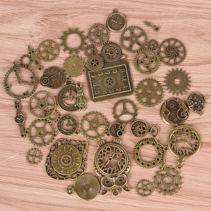 40Pcs Metal Alloy Steampunk Clock Charms Vintage DIY Pendants Jewelry Findings