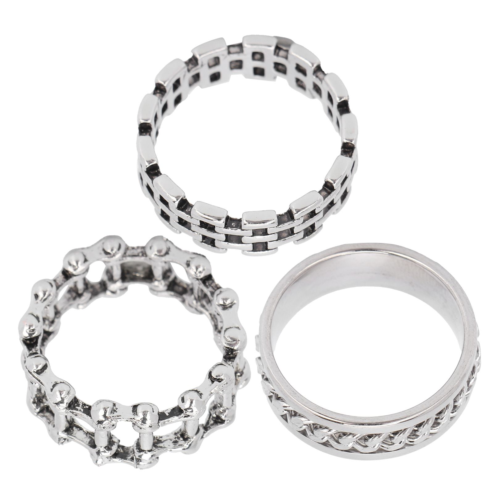 3Pcs/Set Men's Fashion Alloy Rings Set Chain Jewelry Party Accessory Gifts GIB