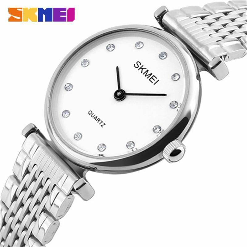 【BestGO】SKMEI Top Fashion Luxury Brand Women's Watches All Steel Rose   Wristband Watch Elegant Women Simple Quartz Waterproof Clock Women Casual Sports Watch