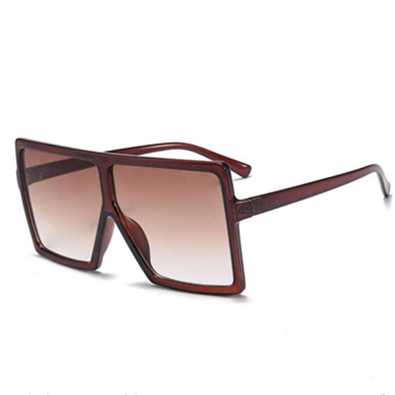 c3 dark brown No-ChainVintage Big Square Sunglasses Women Top Quality Goggles Mens Oversize Sun Glasses Female Fashion Famous Brand Black Eyewear