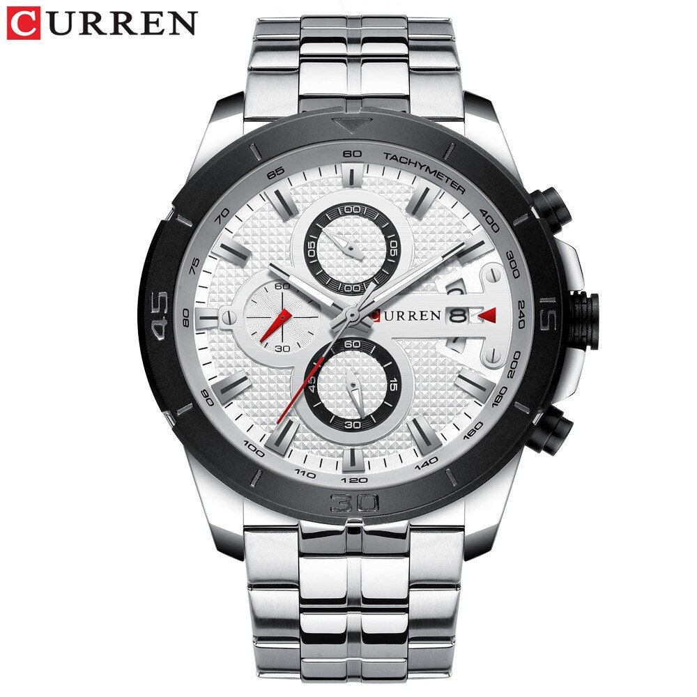 CURREN 8337 New Watches Mens Luxury Brand Chronograph Sport Watch for Men Wristwatch with Stainless Steel Band Casual Business Clock【With Box】