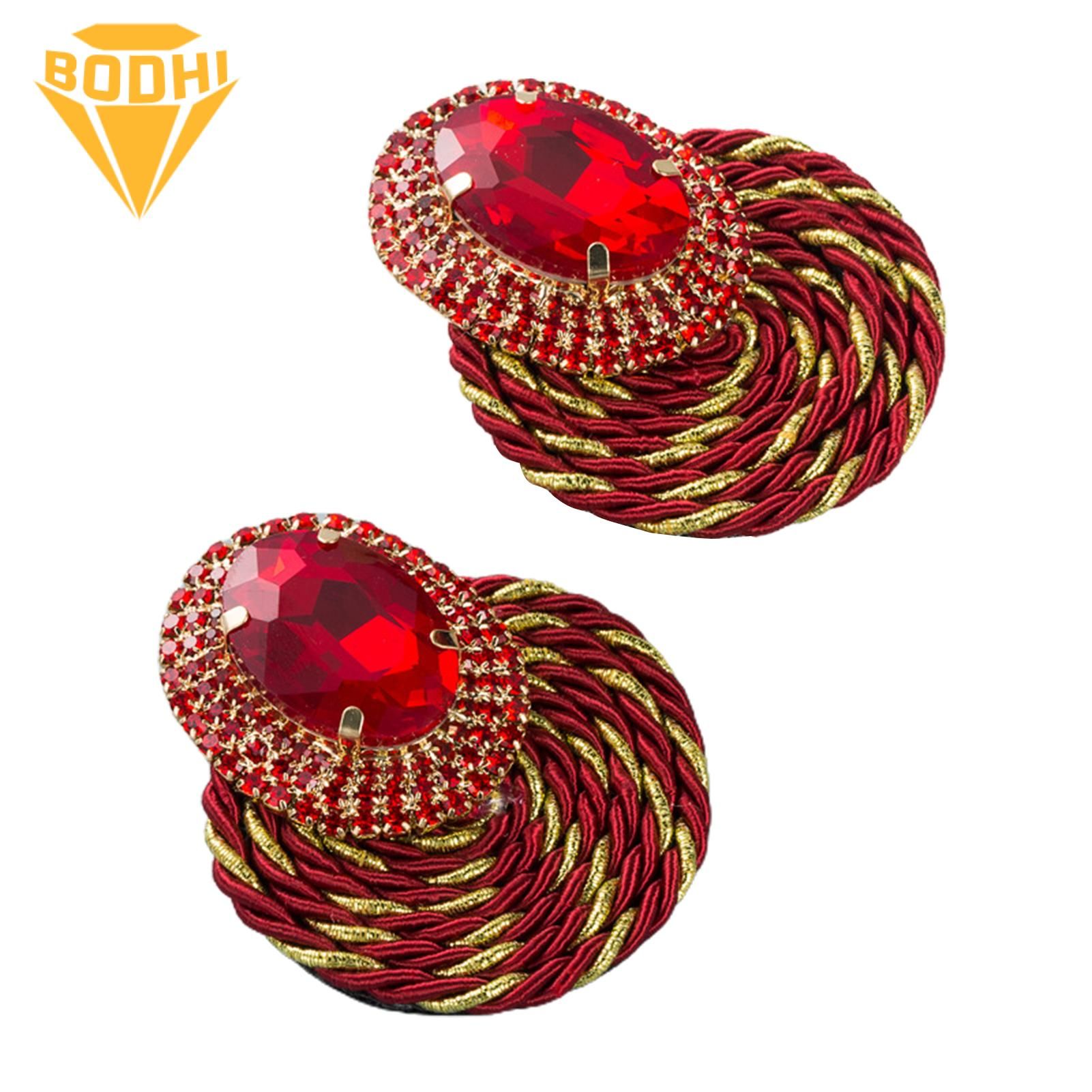 BODHI Women Drop Earrings Round All Match Colorful Rhinestone Dangle Earrings