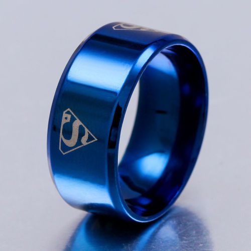 Stainless Steel Rings for Men Fashion Round Finger Ring Mens Jewelry Wedding Party Rings Man Hand Decoration(Superman)(Null)