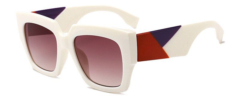 White TeaSHAUNA Oversize Women Square Sunglasses Fashion Mixed Colors Legs Men Gradient Lens Shades UV400