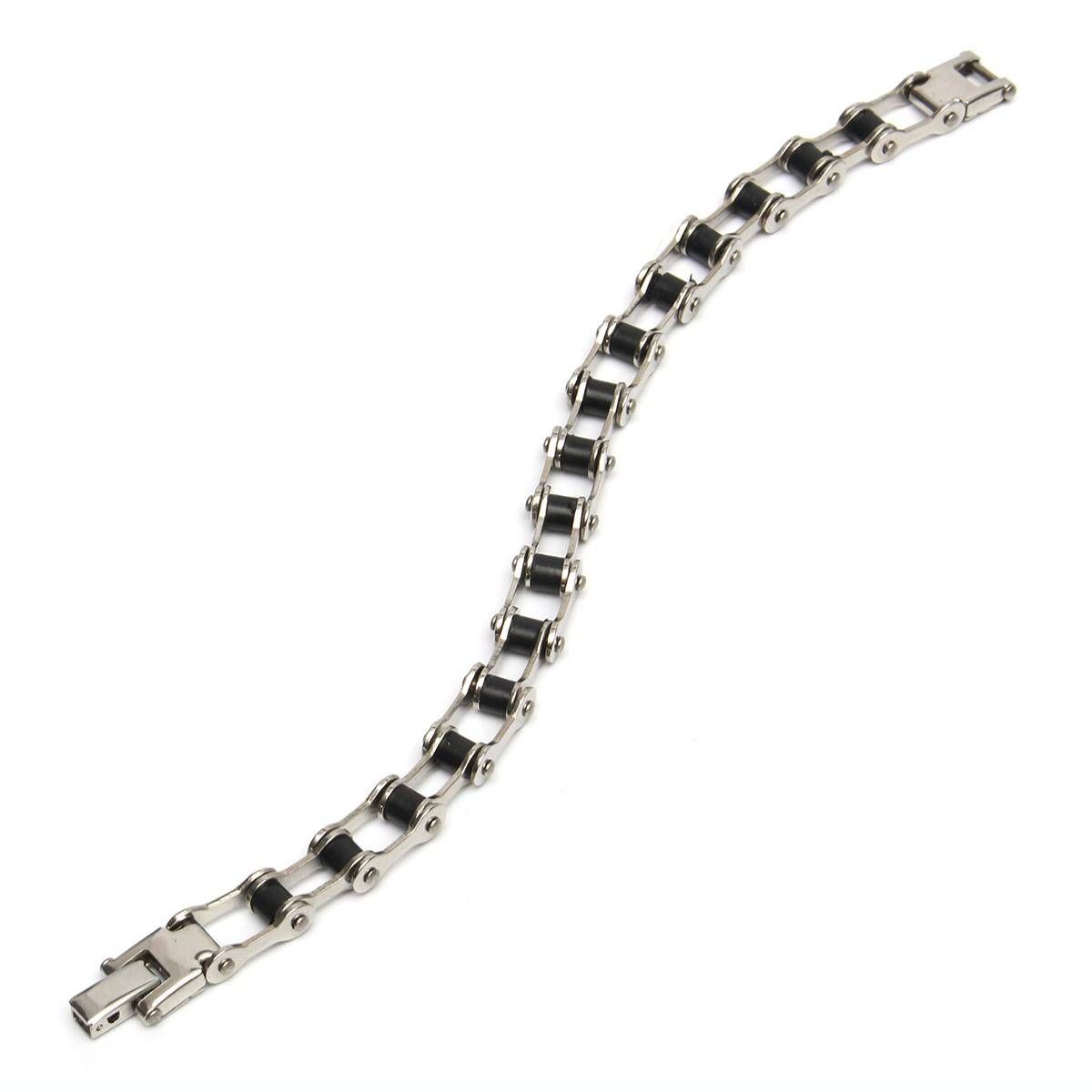 Top Quality Men's Motor Bike Chain Motorcycle Accessories Chain Bracelet Bangle 316L Stainless Steel Jewelry with Silicone -