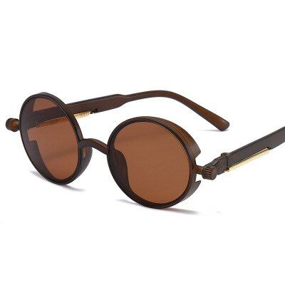 p082021 Vintage Men Sunglasses Women Retro Punk Style Round Metal Frame Colorful Lens Sun Glasses Fashion Eyewear Gafas sol mujer