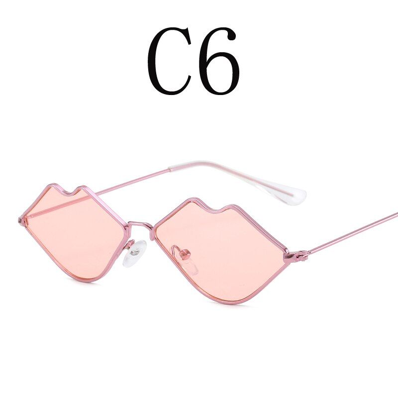 WH126-C6Fashion Red Small Mouth Lips Shape Sunglasses Women Brand Designer Candy Color Brand Sun Glasses For Women Eyeglasses UV400