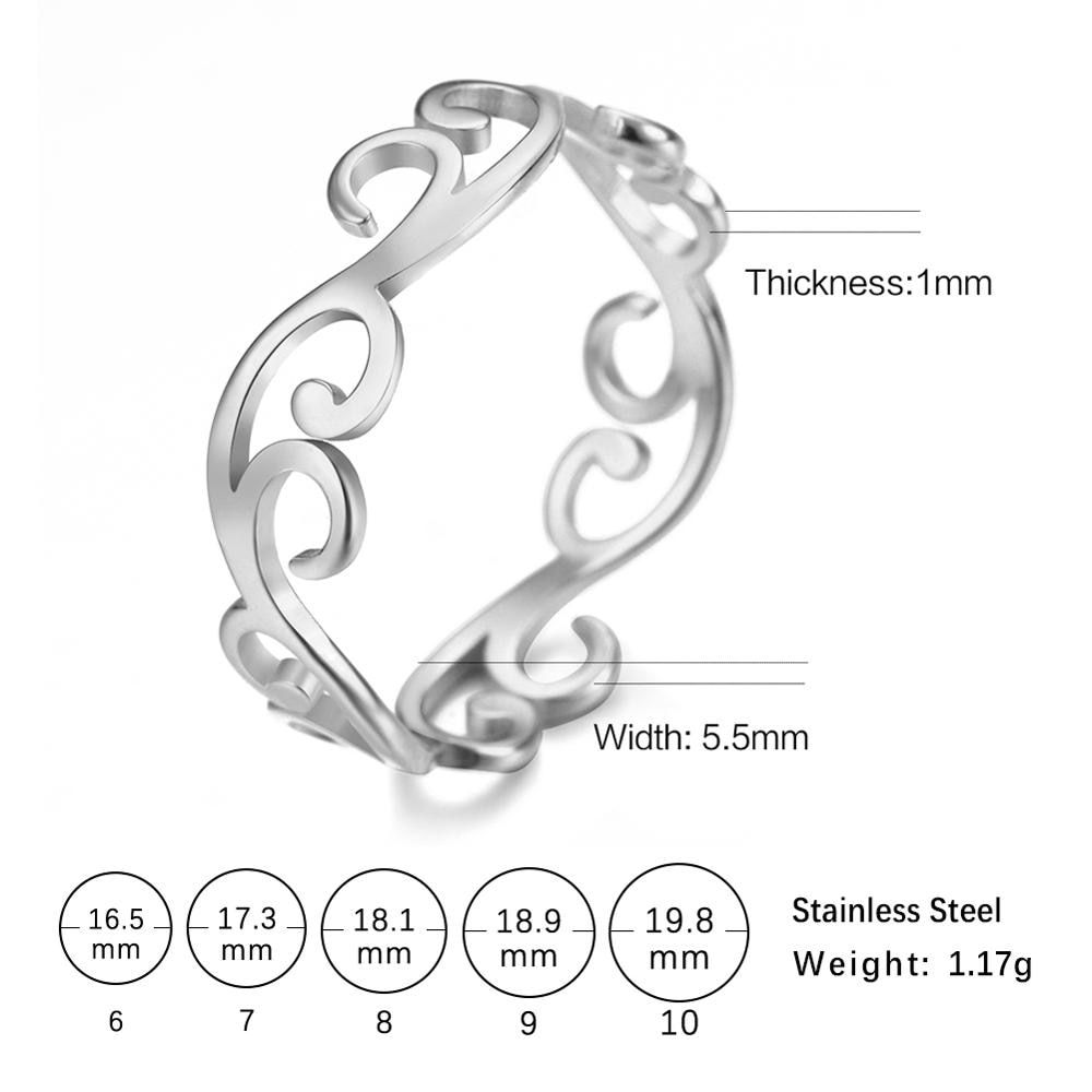 My Shape Vintage Filigree Stainless Steel Ring for Women Hollow Finger Rings Rose Gold Color Wedding Rings Anniversary Gift