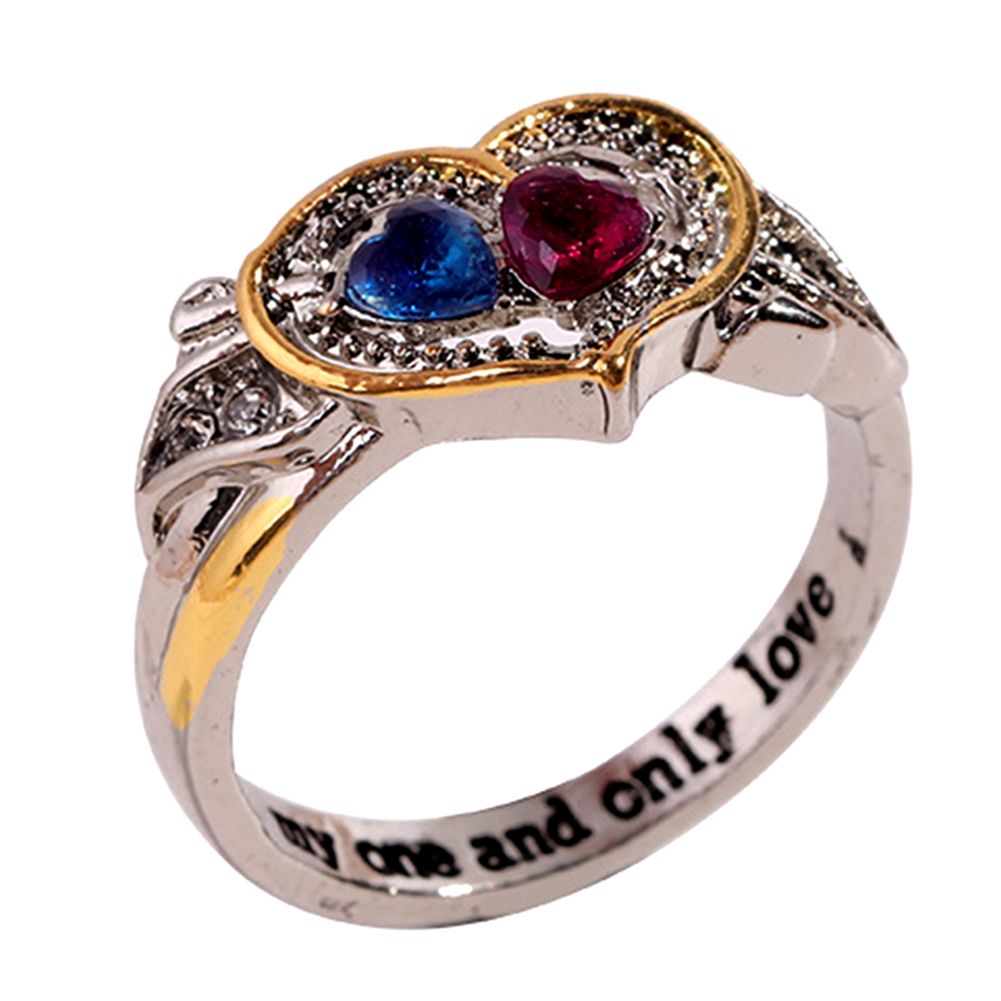 Women Rhinestone Love Heart Alloy Fashion Ring Jewelry Gift for Valentines Day
