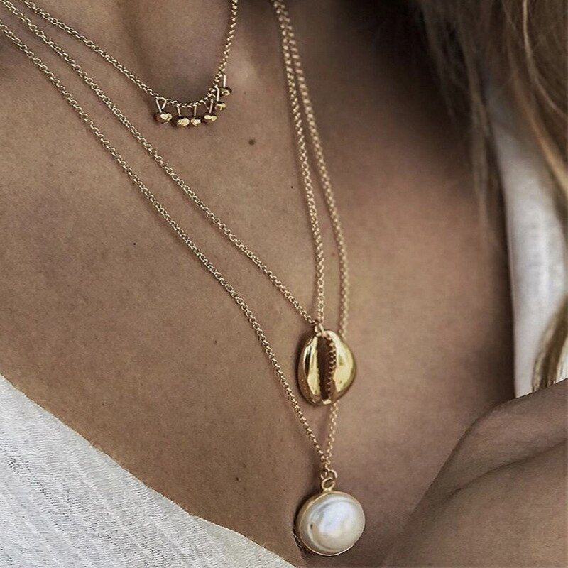3Pcs/Set Personality Palm Om Tarot Symbol Moon Star Pendant Multilayer Necklace Women Silver Color Wedding Party Jewelry