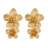 Sweet Women Solid Color Dual Flower Long Dangle Stud Earrings Party Jewelry
