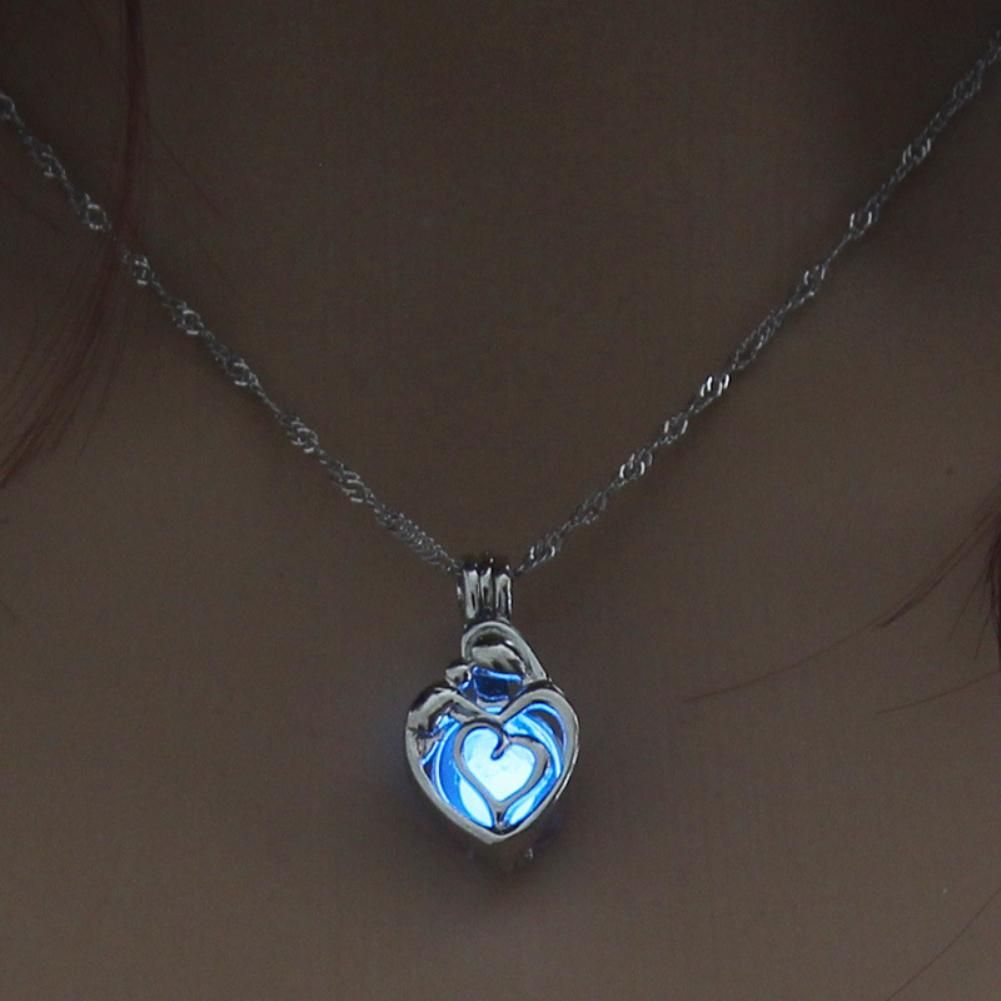 in the Dark Fashion Women Love Heart-shaped Hollow Pen t Chain Necklace