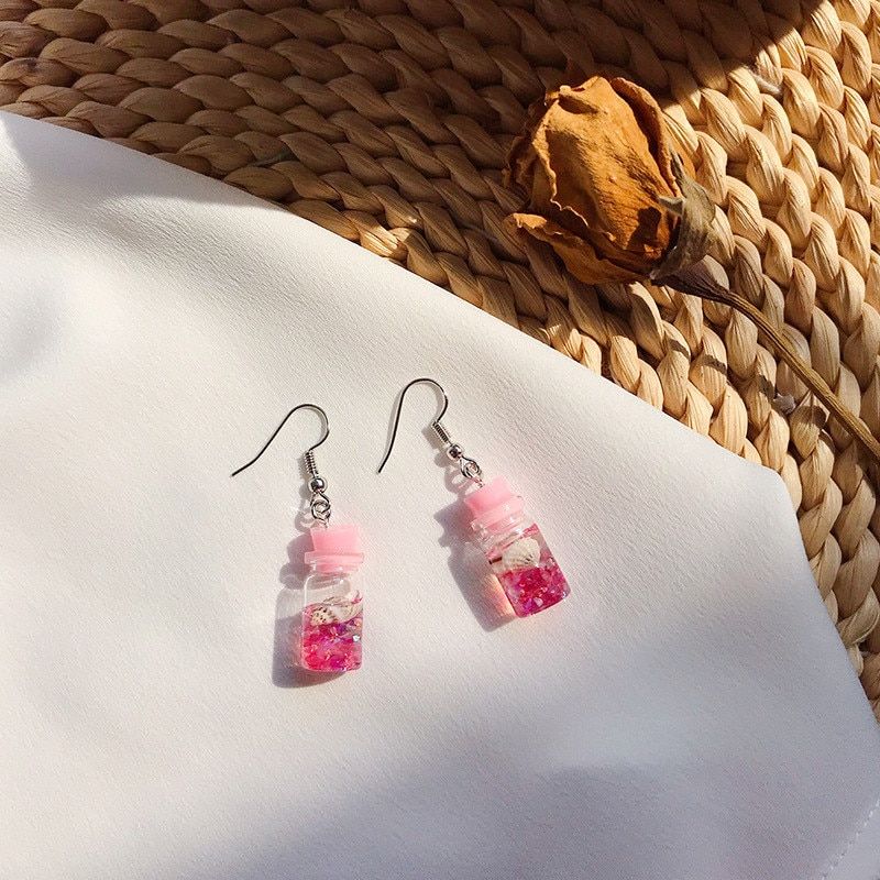 Fashion Creative shell bottle Dangle Earrings For Women Girls Sea Fun Ear Hook Ear Jewelry Party Gifts