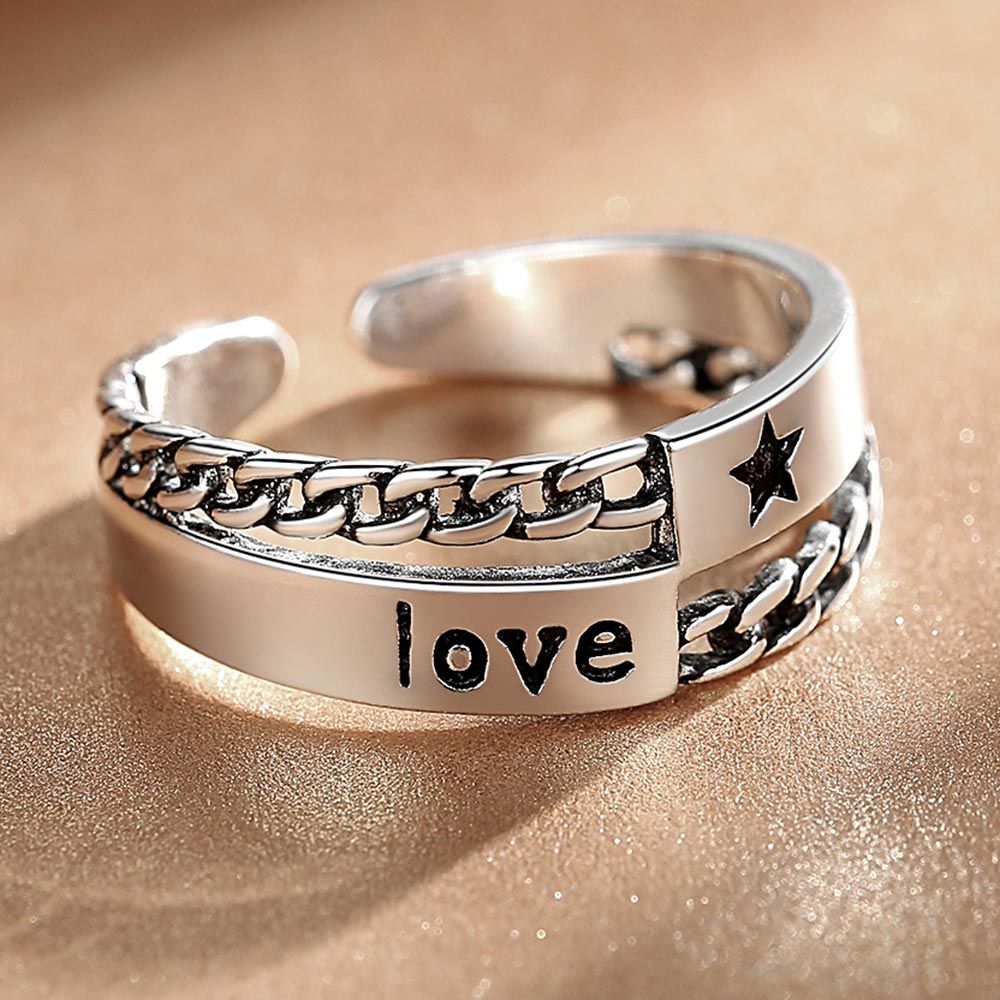 ring fashion woman jewelry retro simple Thai  letters love stars hot  ring