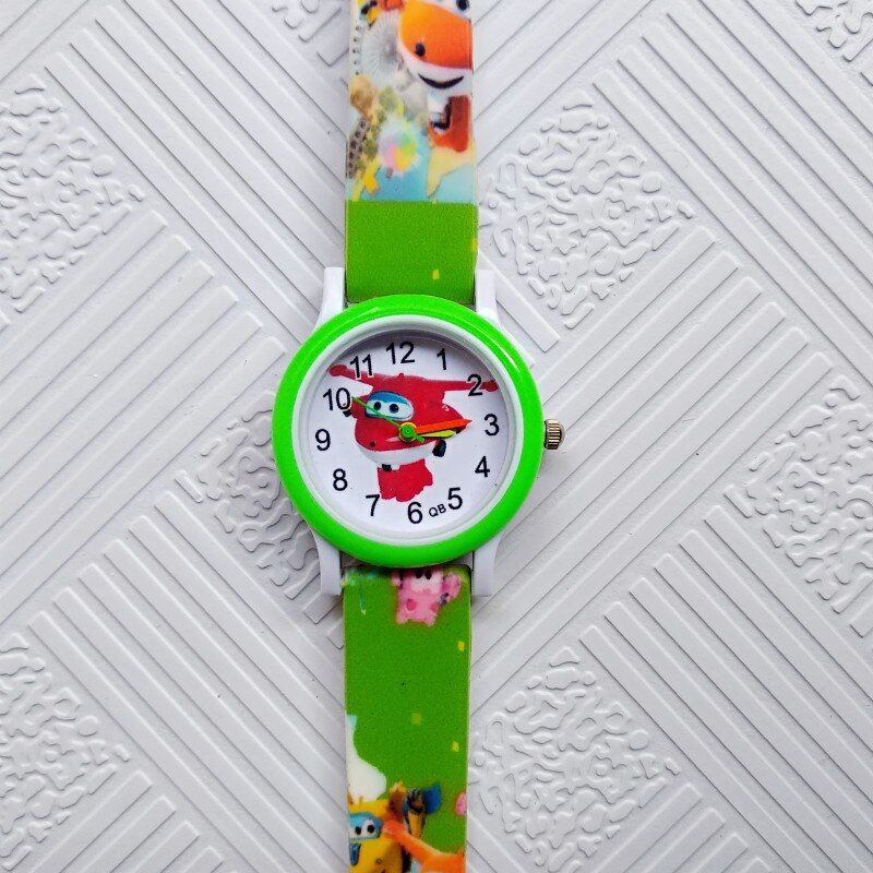 Printed strap  children watch Cartoon aircraft Child Watch waterproof kids watches for boy girl Christmas gift clock