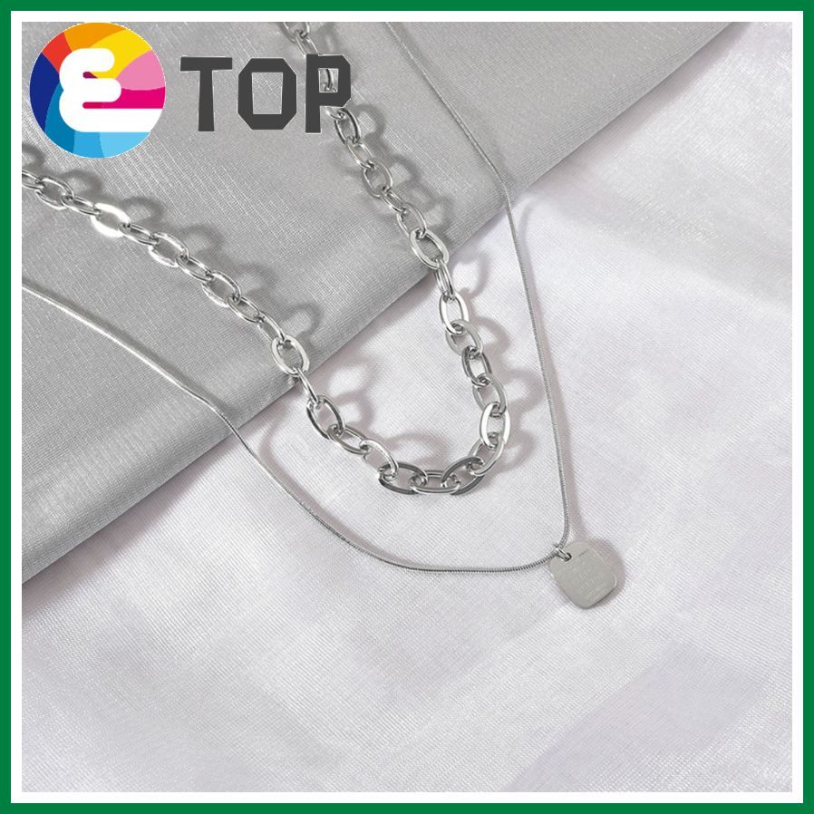 European And American Retro Double-Layer Necklace Letter Tag Necklace Temperament Niche Style Sweater Chain