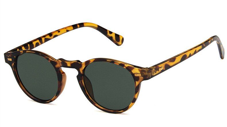 leopardRetro Small Oval Frame Sunglasses Mens Womens Dark Green Lens Mirror Vintage Leopard Shades Brand Designer Sun Glasses
