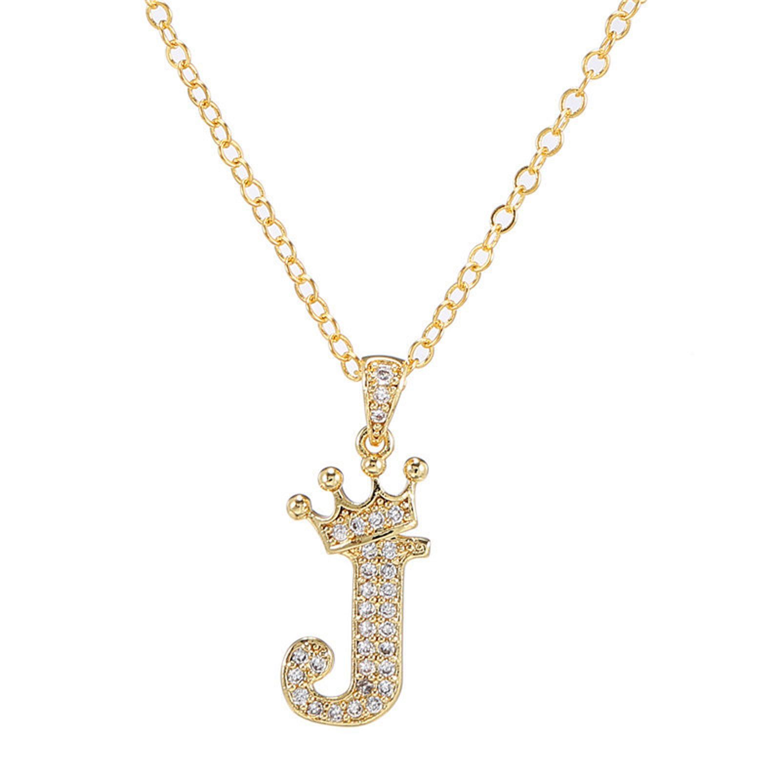 New Fashion Zircon Crown English Letter Pendant Lady Necklace Necklace
