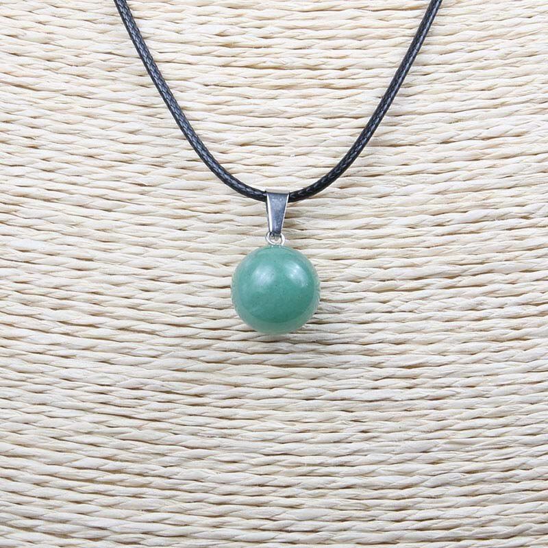 Wholesale natural stone necklace round shape rose quartze/agated pendant necklace for women