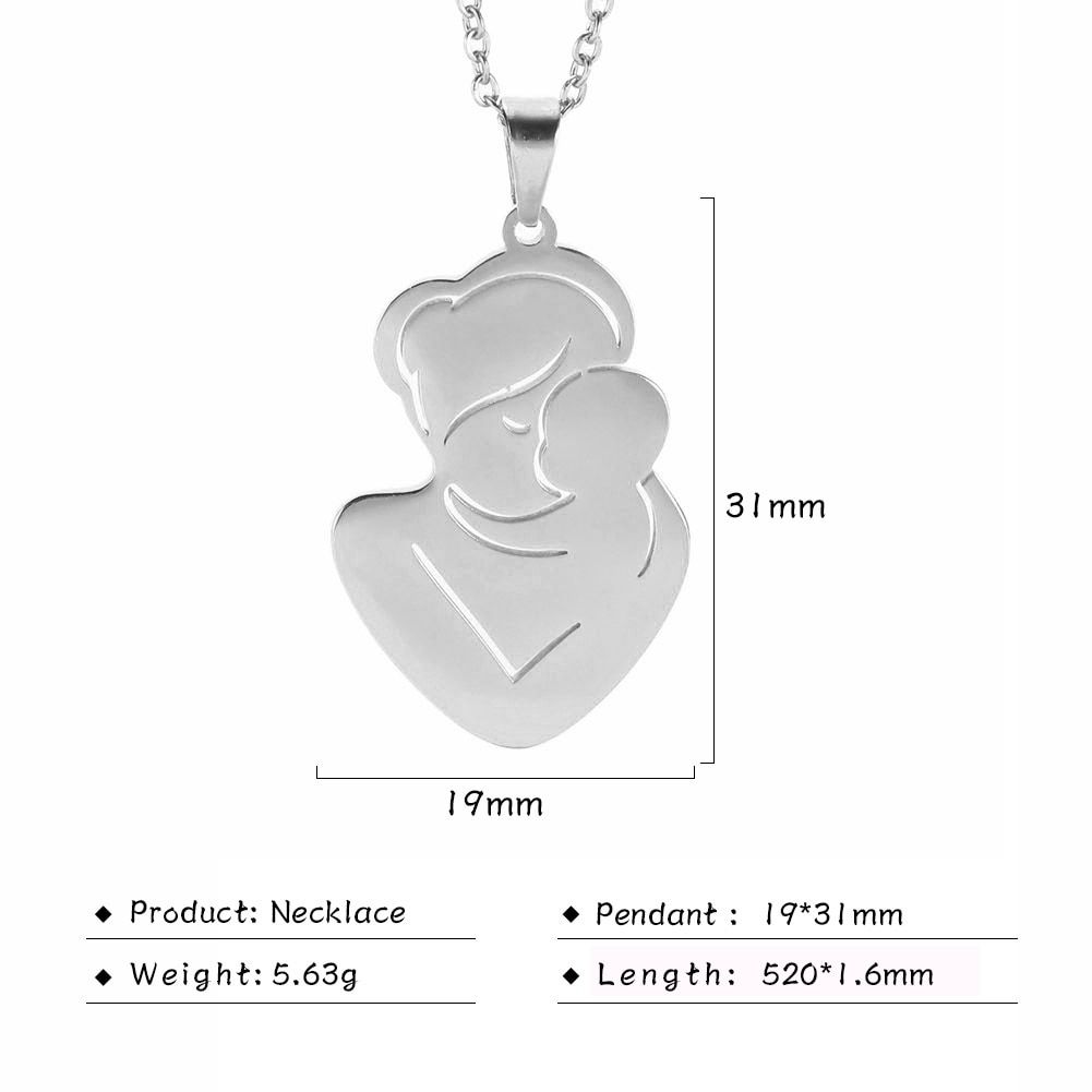 Mom Dad Baby Pendant Mother Day Necklace Gold Color Stainless Steel Chain Jewelry For Women Wife Maternal Family Charm Love Gift