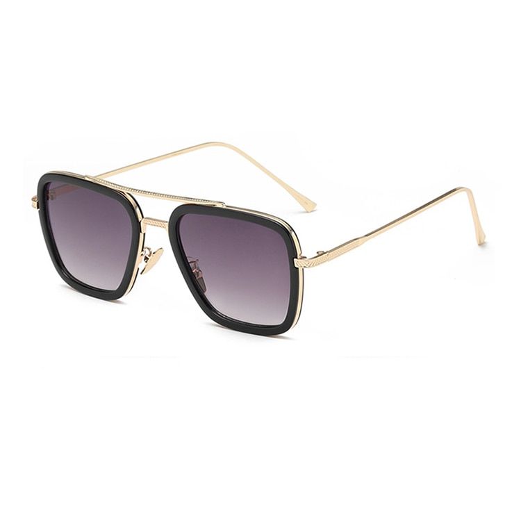 Golden Grey GradientSHAUNA Fashion Double Bridges Tony Iron Man Sunglasses Clear Blue Spider Man Sun Glasses