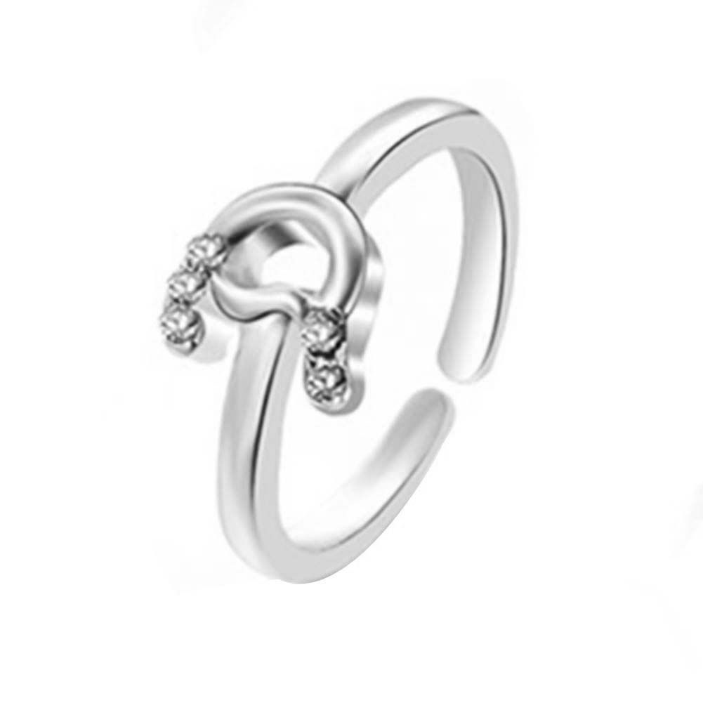 Fashion Simple Letter Inlaid Opening Finger Ring Lady Jewelry Gift